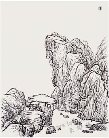 《山石》的畫法步驟01