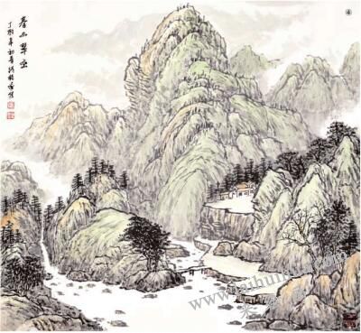 《春山翠巒》的畫法步驟04
