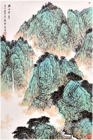 山水畫《深山古寺》的畫法步驟03