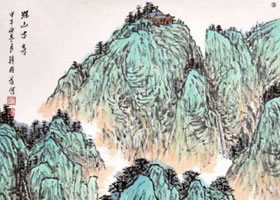 山水畫《深山古寺》的技法與解析