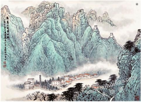 山水畫《黃崖太平寨遠(yuǎn)眺》的畫法步驟04