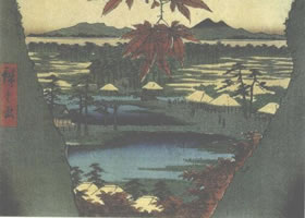 世界名畫:《手兒名神廟的楓葉》