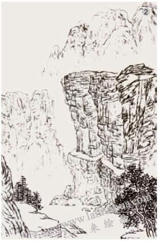 焦墨山水畫的畫法步驟二