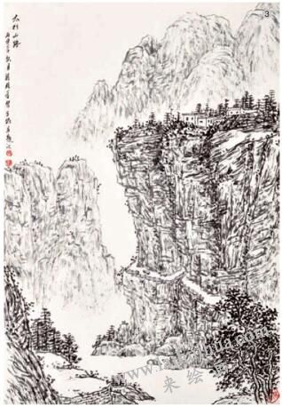 焦墨山水畫的畫法步驟三