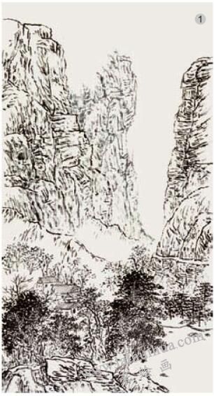 積墨山水畫(huà)《太行山居圖》畫(huà)法步驟01