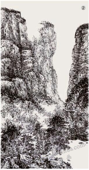 積墨山水畫(huà)《太行山居圖》畫(huà)法步驟02