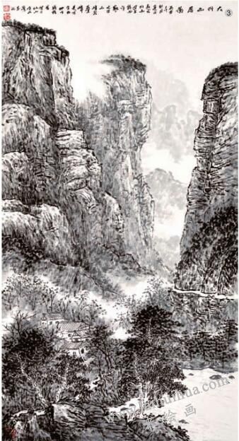 積墨山水畫(huà)《太行山居圖》畫(huà)法步驟03