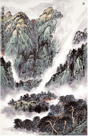 水墨赭綠重彩畫法步驟03