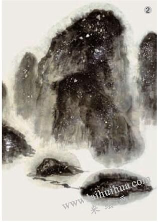 水墨山水畫撒鹽法技法步驟02