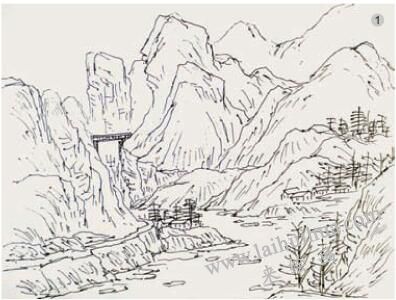 水墨山水畫創(chuàng)作《興隆白馬川》小稿