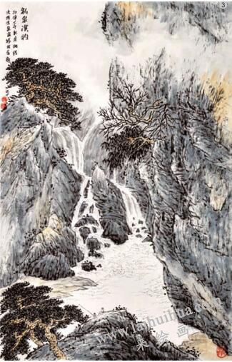 勾線法03，水墨山水畫流泉、瀑布的畫法
