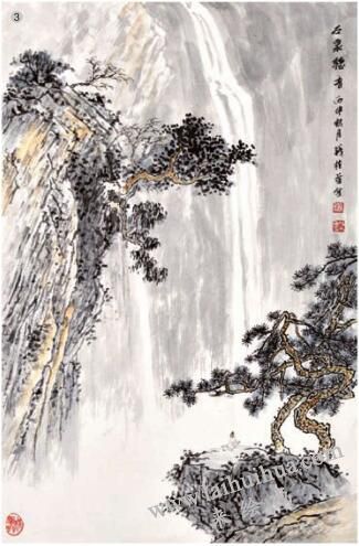 空白法03，水墨山水畫流泉、瀑布的畫法