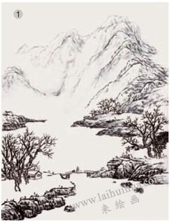 《寒山雪色》平染法畫(huà)法步驟01