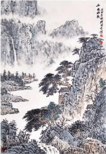《山光水色》分染法畫法步驟02