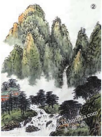 《雨后清泉》烘染法畫法步驟02