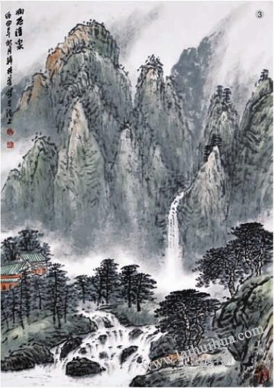 《雨后清泉》烘染法畫法步驟03