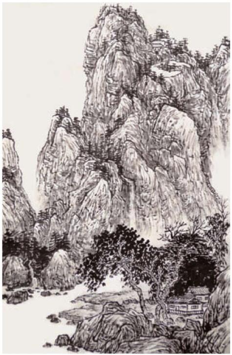 水墨山水畫之山頂及脈絡的畫法