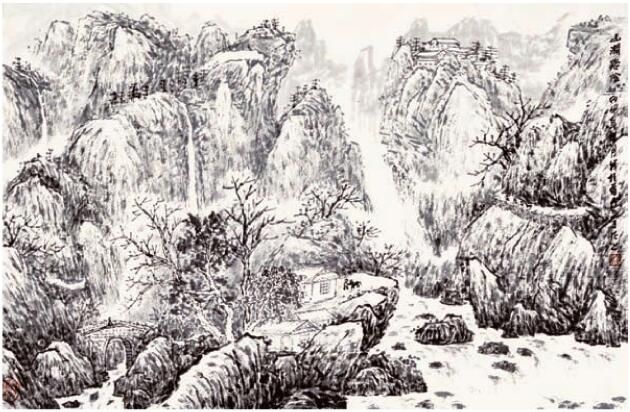 水墨山水畫路徑及棧道的畫法