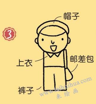 郵遞員簡筆畫畫法步驟03