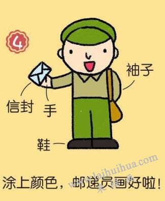 郵遞員簡筆畫畫法步驟04