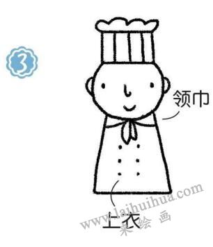 廚師的簡(jiǎn)筆畫(huà)畫(huà)法步驟03
