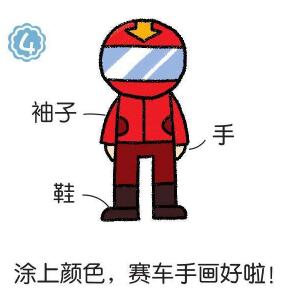 賽車手簡筆畫畫法步驟04