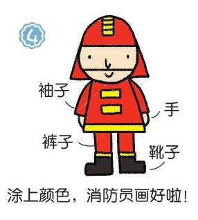 消防員簡筆畫畫法步驟04