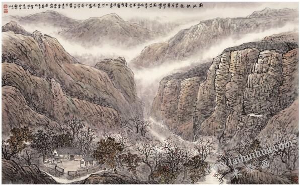 《薊北秋色》山水畫畫法步驟06
