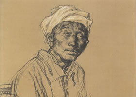 鐘長清《老農(nóng)》素描作品
