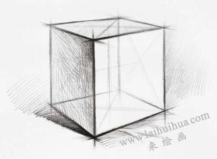 正方體的素描畫法步驟06，幾何形體素描訓(xùn)練
