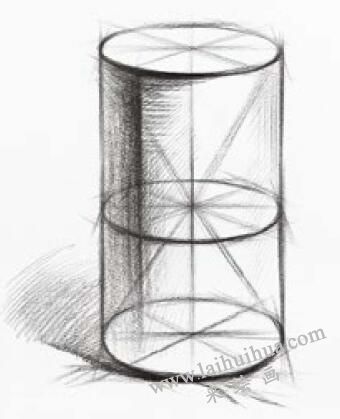 圓錐體的素描畫法步驟04，幾何形體素描訓練