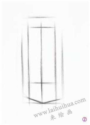 八棱柱的素描畫法步驟02，幾何形體素描訓(xùn)練