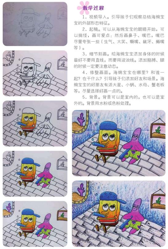 海綿寶寶兒童畫教學(xué)過程