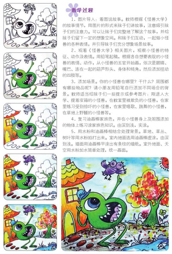 怪獸來了兒童畫教學(xué)過程