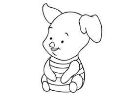 卡通小動(dòng)物小胖豬簡筆畫