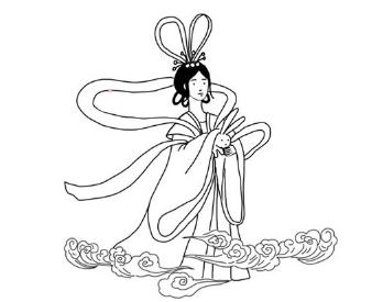 卡通嫦娥仙子簡筆畫畫法步驟04