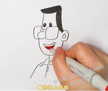 小頭爸爸簡(jiǎn)筆畫畫法步驟03
