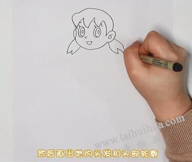 靜香簡筆畫畫法步驟01