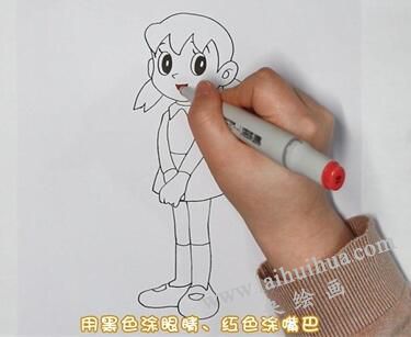靜香簡筆畫畫法步驟03