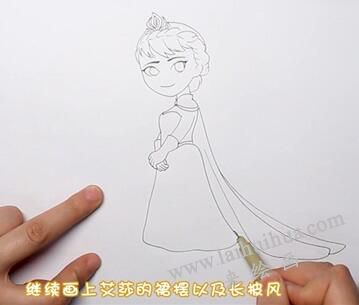 冰雪奇緣艾莎簡筆畫畫法步驟02