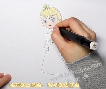 冰雪奇緣艾莎簡筆畫畫法步驟03