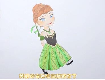 安娜公主簡筆畫畫法步驟04