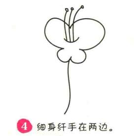蝴蝶花簡筆畫畫法步驟04