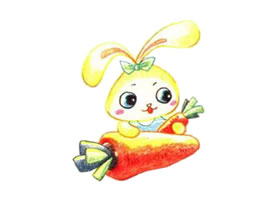 兔子色鉛筆簡筆畫作品