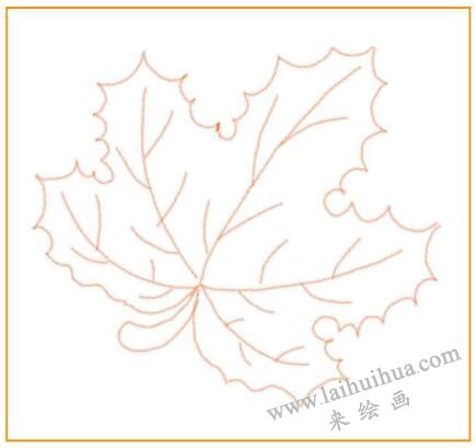 兩片樹葉兒童蠟筆畫畫法步驟01（第一片樹葉）
