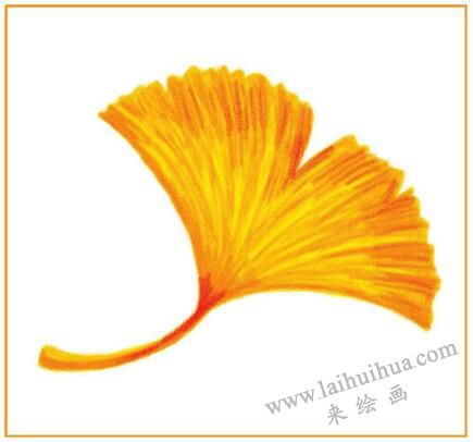 兩片樹葉兒童蠟筆畫畫法步驟01（第二片樹葉）