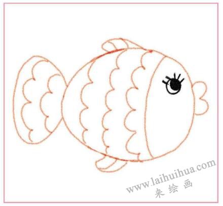 小鯉魚兒童蠟筆畫畫法步驟01
