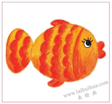 小鯉魚兒童蠟筆畫畫法步驟02