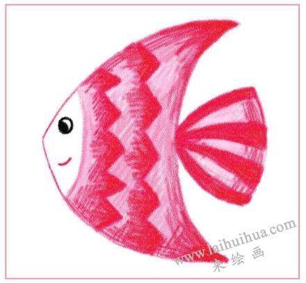 燕尾魚兒童蠟筆畫畫法步驟02