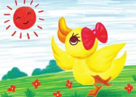 小鴨子曬太陽(yáng)兒童蠟筆畫(huà)畫(huà)法